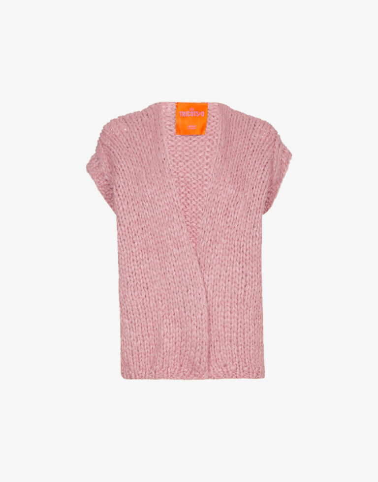 Les tricots d'o gebreid mouwloos vest pink