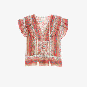 M.A.B.E Cass print frill top coral - M-38
