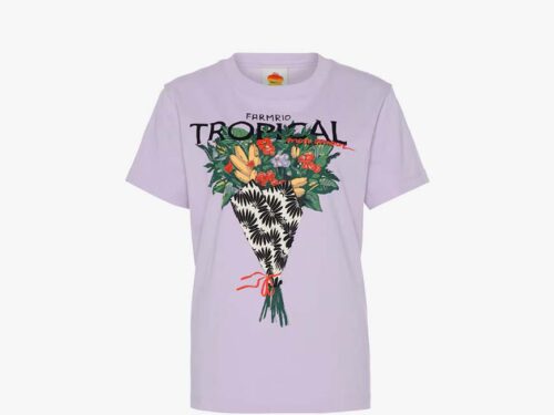 Farm Rio Tropical bouquet shirt lilac - L-40